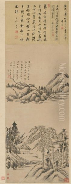 <<dong qi chang fang ju ran shan shui zhou>> Oil Painting by Dong Qichang