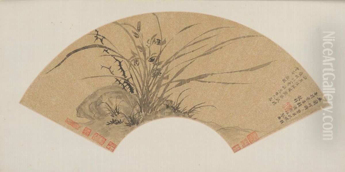 <<wen zheng ming lan shi shan ye>> Oil Painting by Wen Zhengming