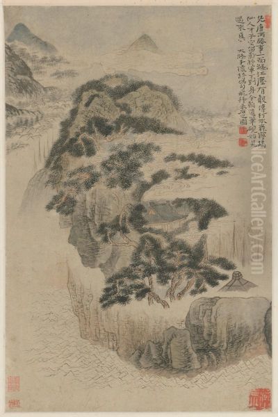 <<shi tao cai shi tu zhou>> Oil Painting by Shitao Daoji