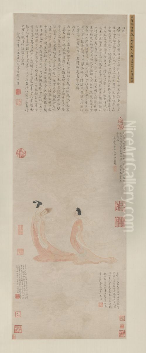 <<wen zheng ming xiang jun xiang fu ren tu zhou>> Oil Painting by Wen Zhengming