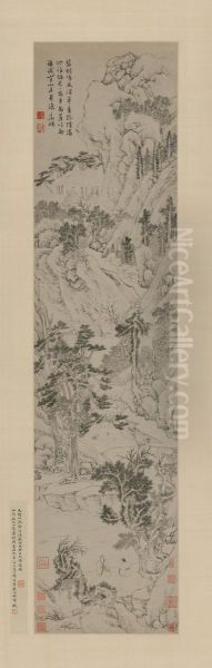 <<wen zheng ming lu yin zhang hua tu zhou>> Oil Painting by Wen Zhengming