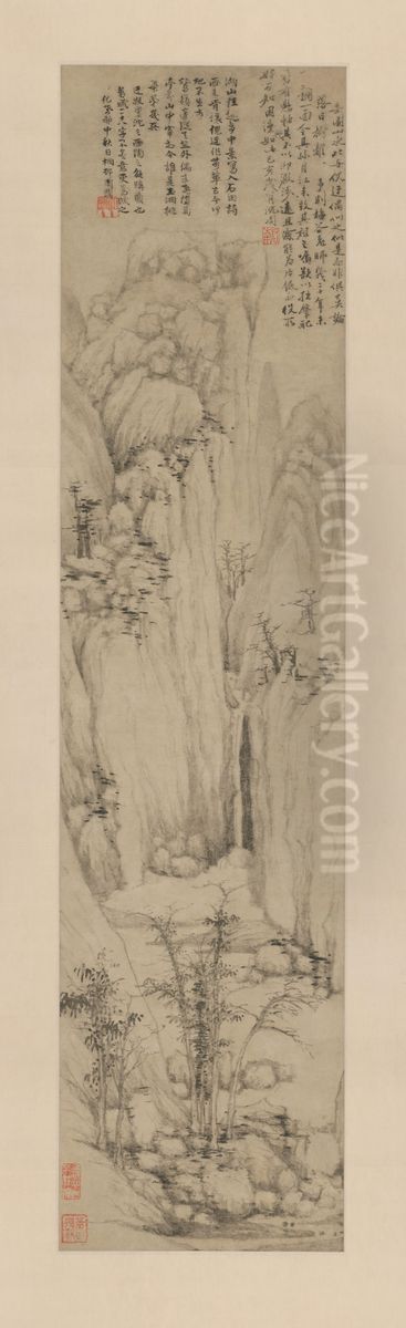 <<chen zhou fang ni shan shui zhou>> Oil Painting by Shen Zhou