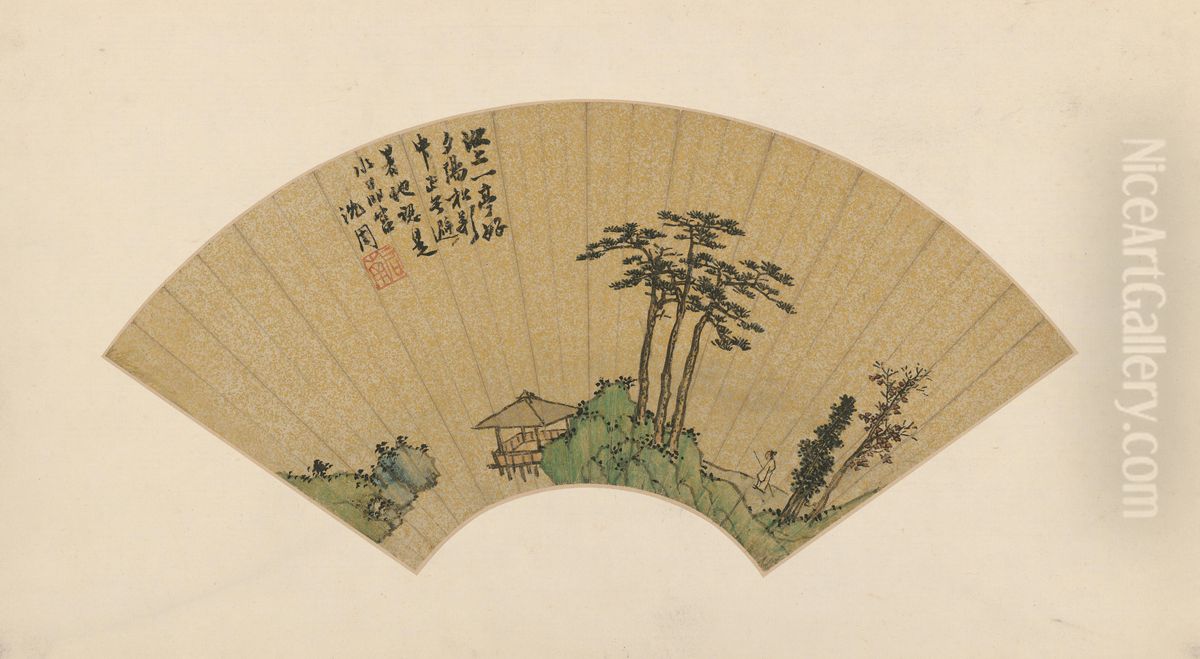 <<chen zhou jiang ting bi shu tu shan ye>> Oil Painting by Shen Zhou