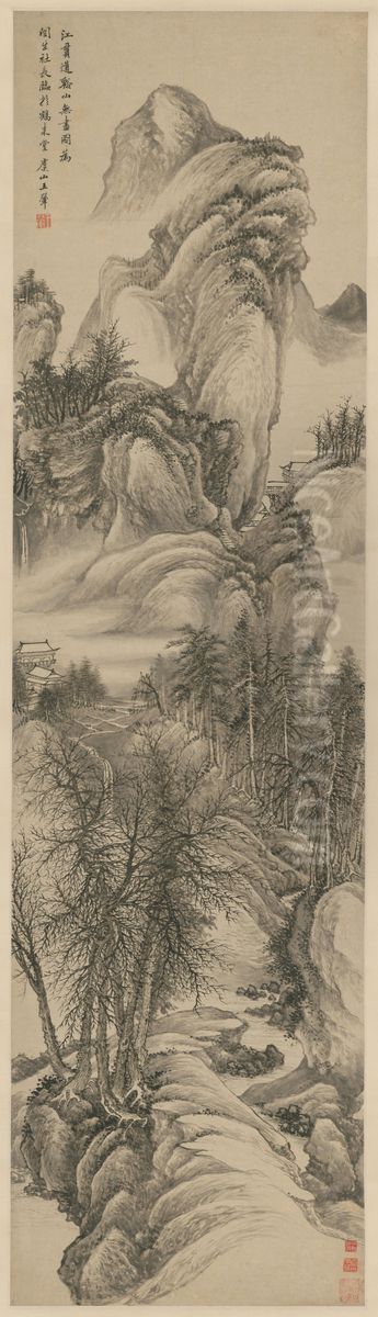 <<wang hui fang jiang guan dao xi shan wu jin tu zhou>> Oil Painting by Wang Hui