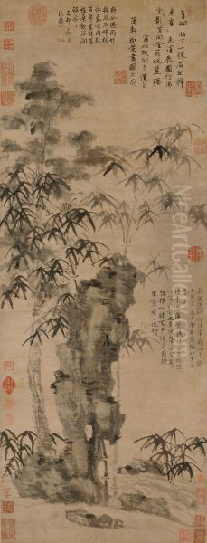 <<ni zan wu zhu xiu shi tu zhou>> Oil Painting by Ni Zan
