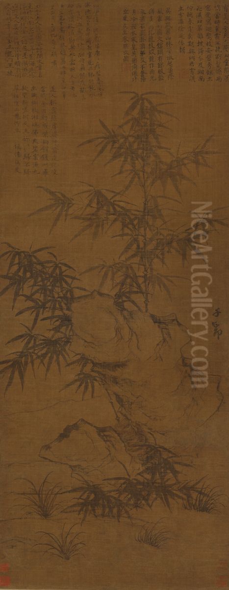 <<zhao meng fu zhu shi tu>> Oil Painting by Zhao Mengfu