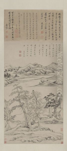 <<dong qi chang gao yi tu zhou>> Oil Painting by Dong Qichang