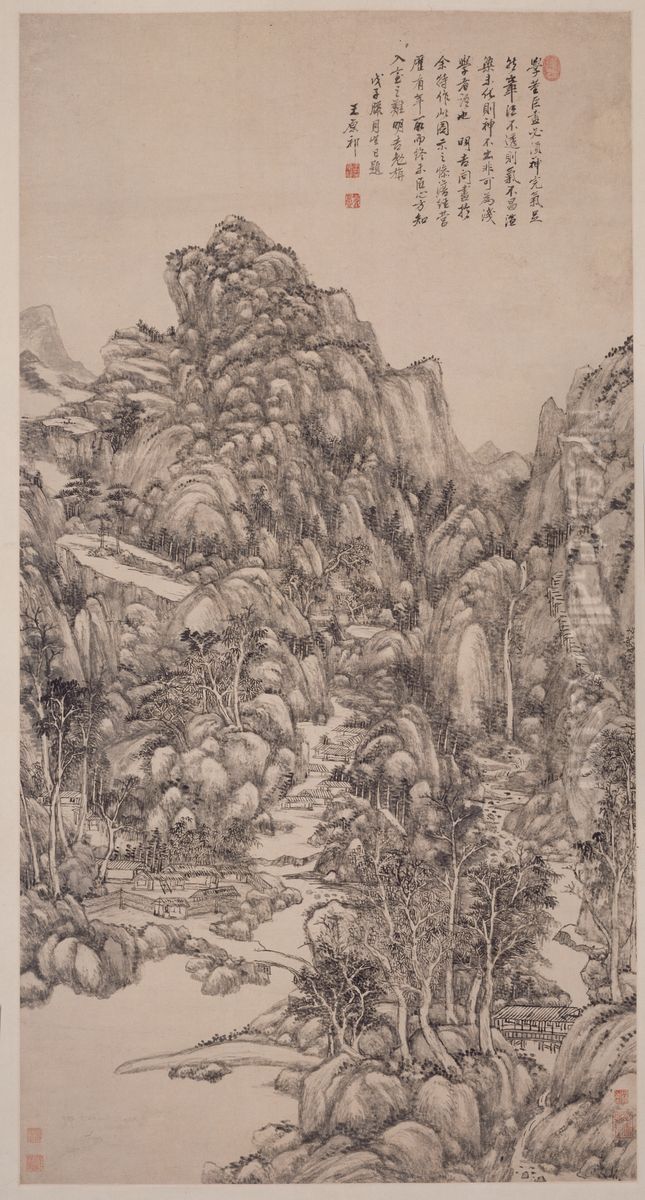 <<wang yuan qi shen wan qi zu tu zhou>> Oil Painting by Wang Yuanqi