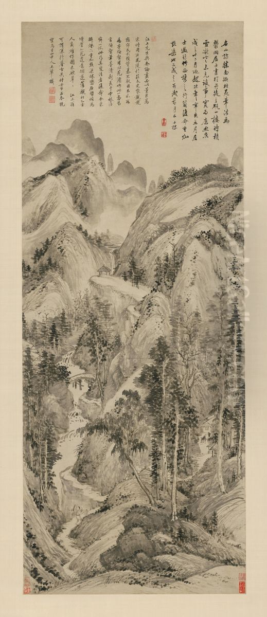 <<wang hui cha shi biao he zuo ming shan fang sheng tu zhou>> Oil Painting by Wang Hui