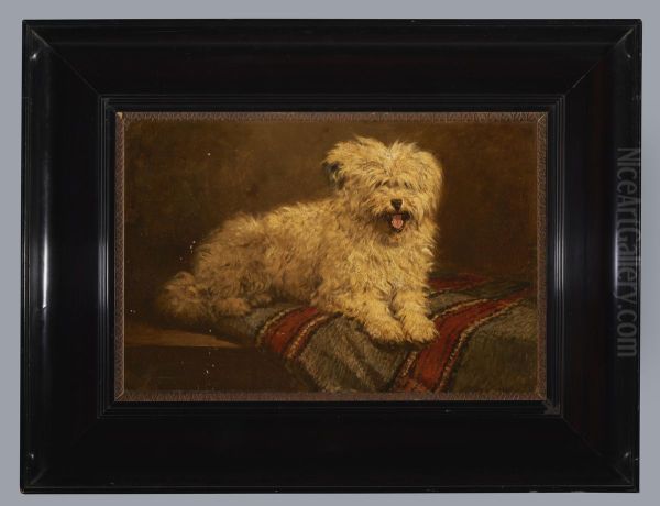 Liggend hondje, toegeschreven aan Henriette Ronner-Knip, 1850-1870 Oil Painting by Henriette Ronner-Knip