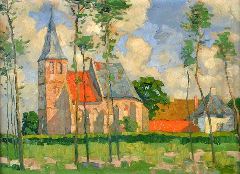 Gezicht op het kerkje van Persingen uit het zuidwesten Oil Painting by Eugene Lucker