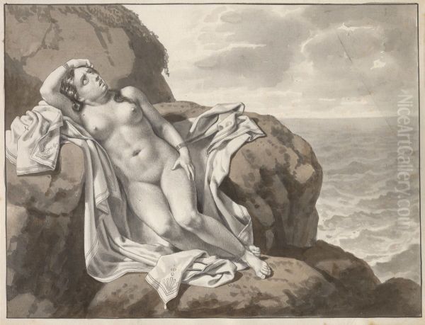 Andromeda chained up to a rock Oil Painting by Christoffer Wilhelm Eckersberg