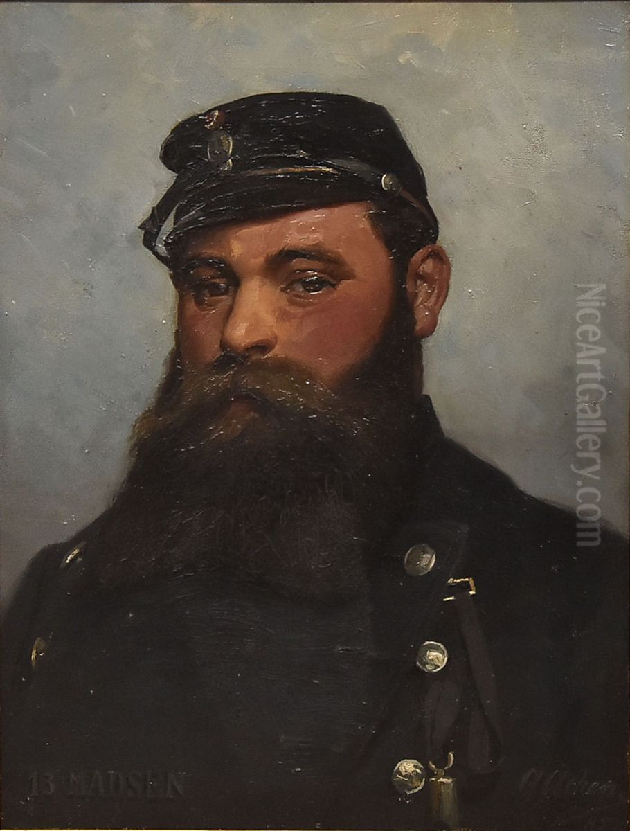 Portrait of a soldier. Oil Painting by Georg Achen