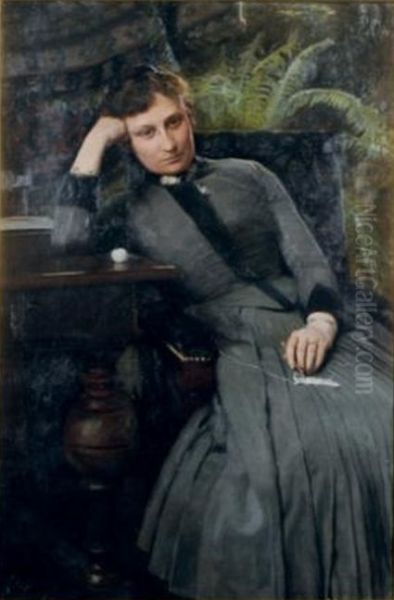 Portrait of the artist's wife. Oil Painting by Georg Achen