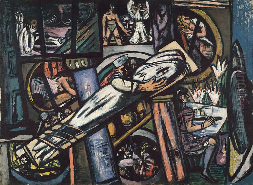 The Cabins Oil Painting by Max Beckmann