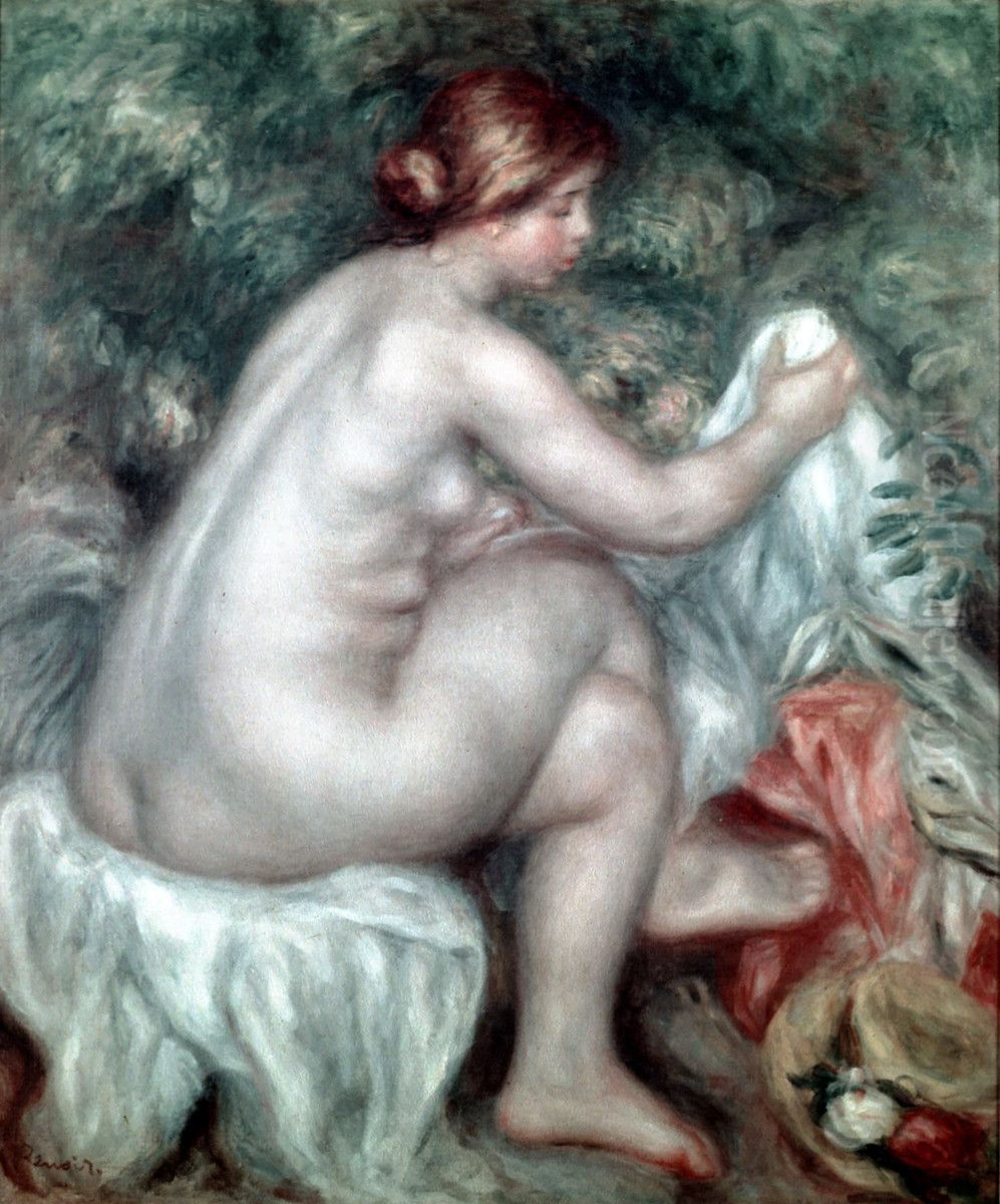 Baigneuse au chapeau Oil Painting by Pierre Auguste Renoir