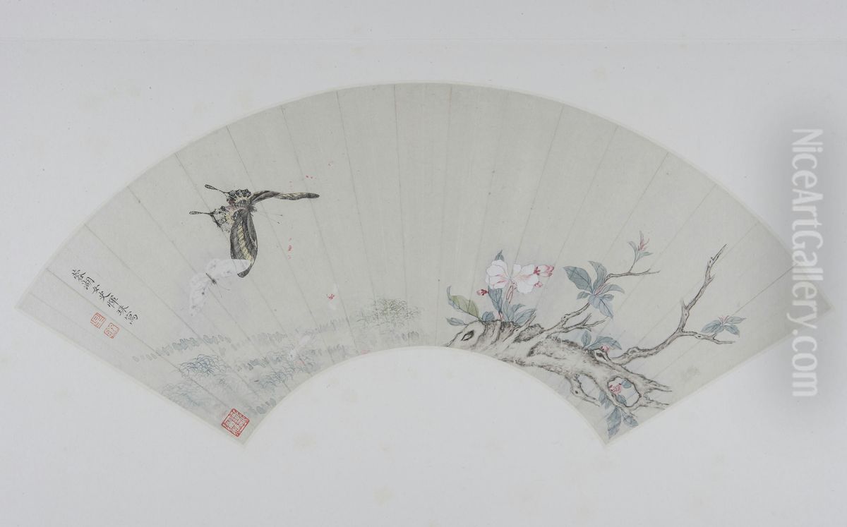 <<yun zhu hai tang jia die tu shan ye>> Oil Painting by Yun Zhu