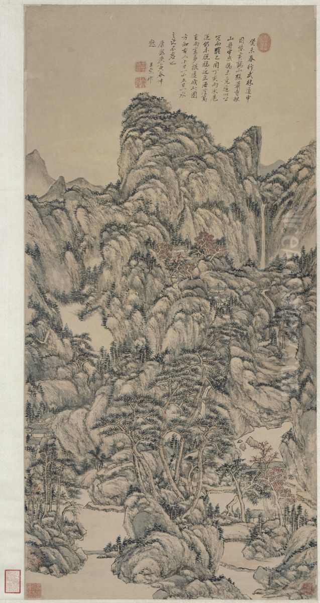 <<wang yuan qi fang wang meng qiu shan xiao si tu zhou>> Oil Painting by Wang Yuanqi