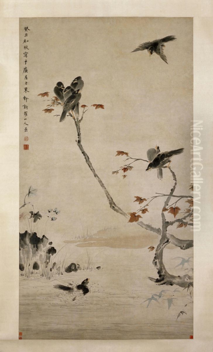 <<hua yan qiu shu ba ge tu zhou>> Oil Painting by Hua Yan