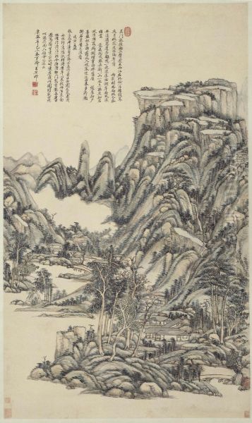 <<wang yuan qi song bie shi yi tu zhou>> Oil Painting by Wang Yuanqi