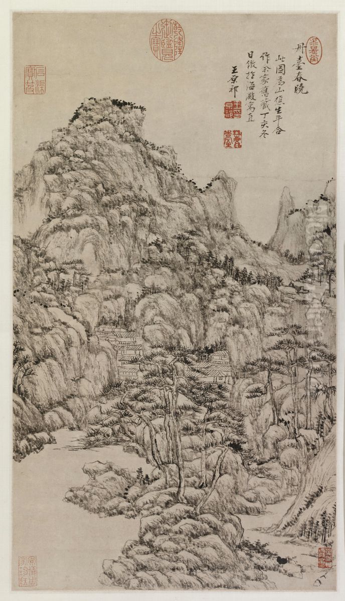 <<wang yuan qi dan tai chun xiao tu zhou>> Oil Painting by Wang Yuanqi
