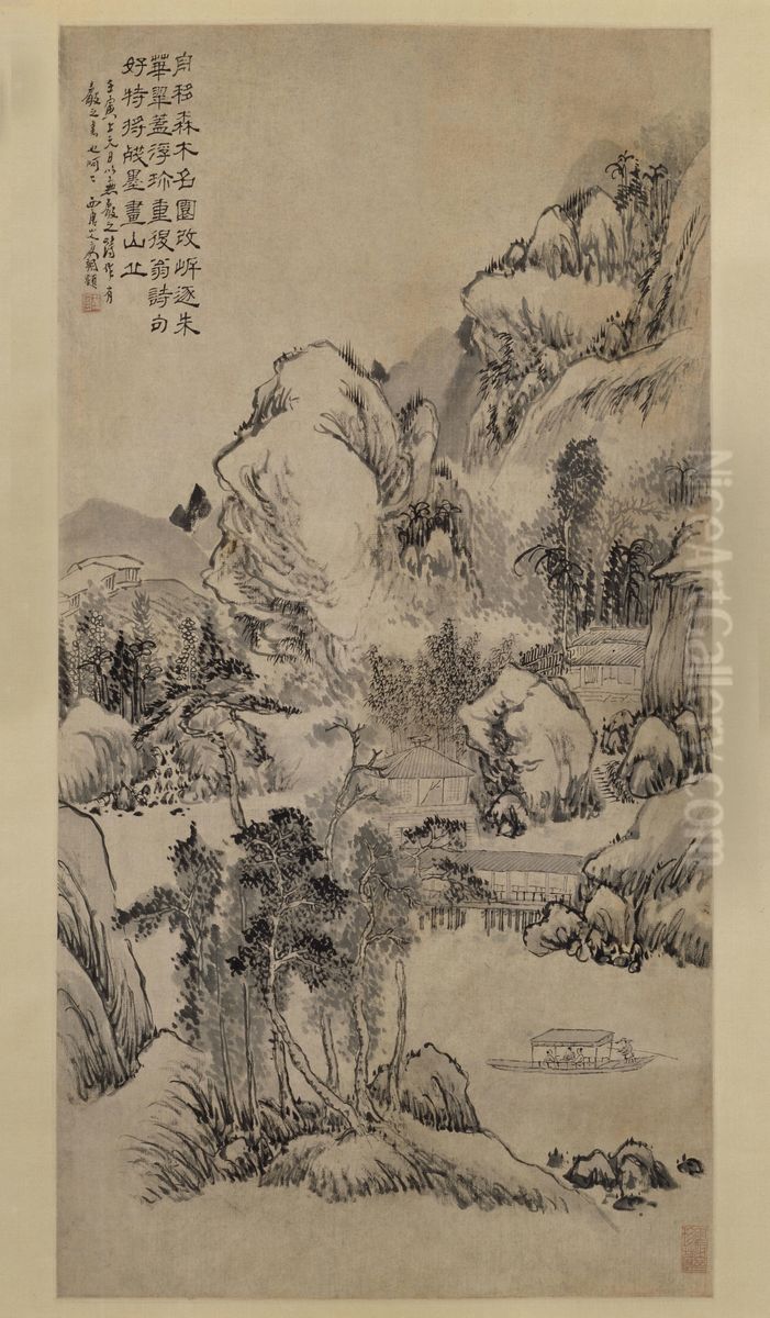 <<gao xiang shan shui tu zhou>> Oil Painting by Gao Xiang