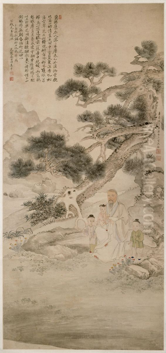 <<chen shao gong mu zuo ting song feng tu zhou>> Oil Painting by Yun Shouping