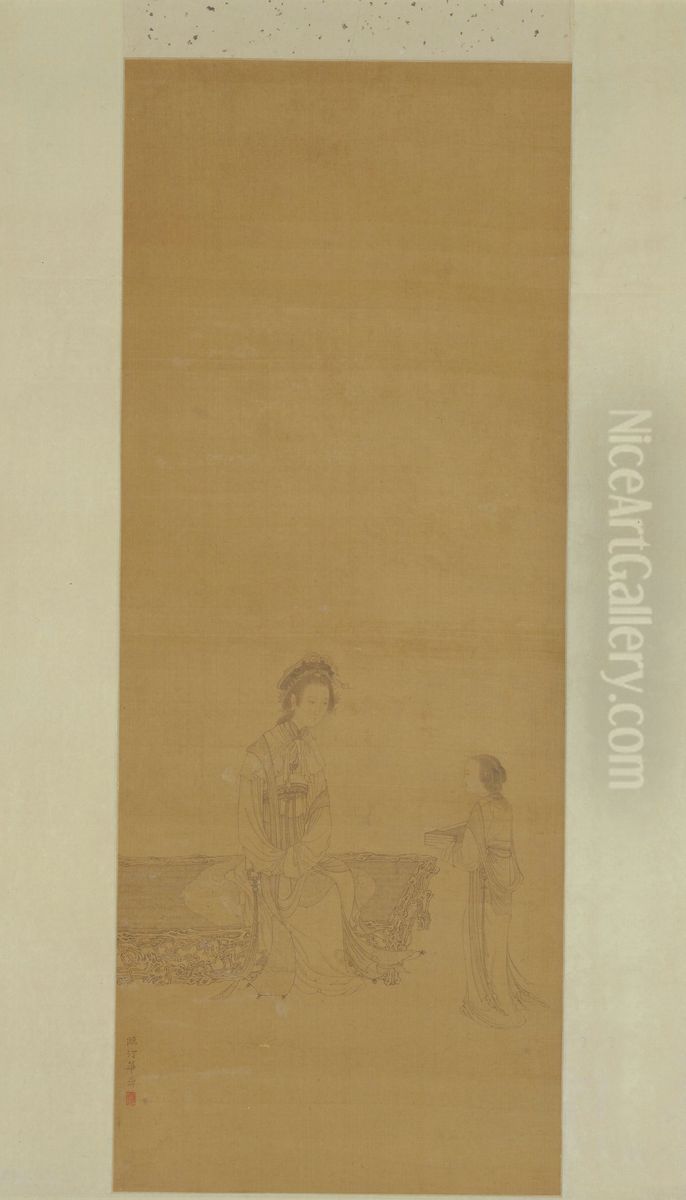 <<hua nie bai miao shi nu hua zhou>> Oil Painting by Hua Yan