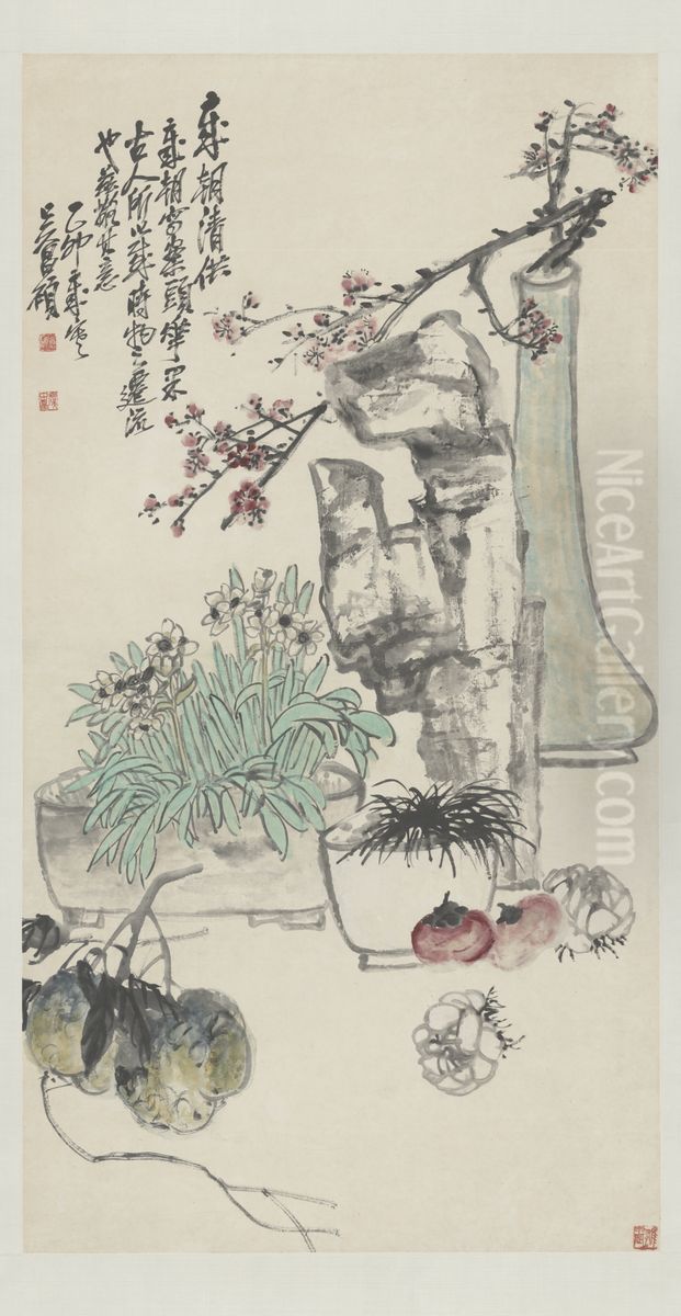 <<wu chang shuo sui chao qing gong tu zhou>> Oil Painting by Wu Chang-shuo
