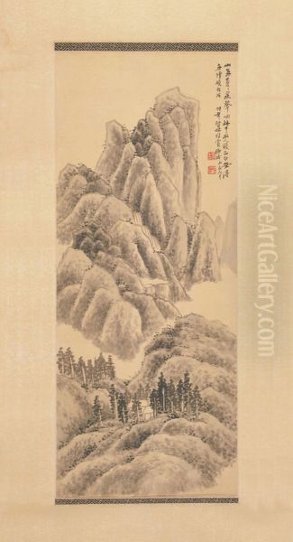 <<chen shi ceng mo bi shan shui tu zhou>> Oil Painting by Chen Shizeng