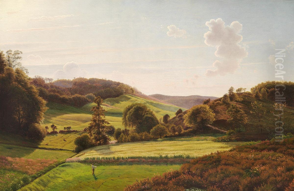 A summer landscape with hills. Oil Painting by Vilhelm Kyhn