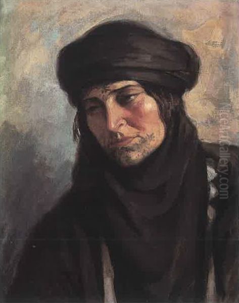 Portrait of a Bedouin Woman. Oil Painting by Moustafa Farroukh