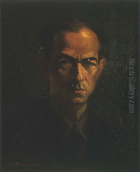 Autoportrait. Oil Painting by Moustafa Farroukh