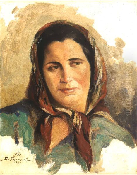 Portrait de Soraya Farroukh. Oil Painting by Moustafa Farroukh