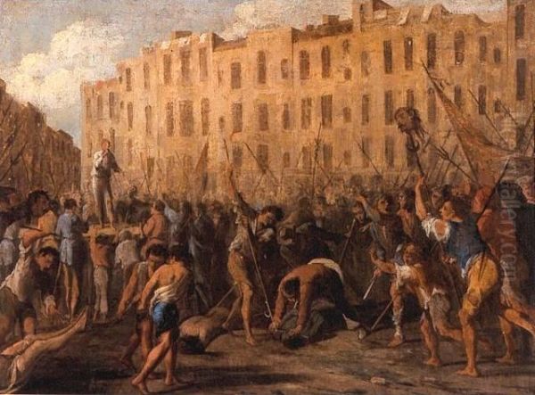 The murder of Don Giuseppe Carafa Oil Painting by Domenico Gargiulo