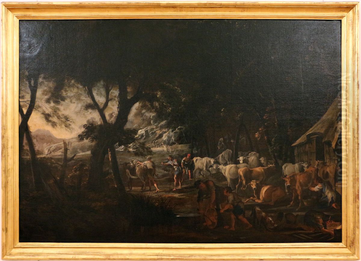 partenza di giacobbe dalla casa di labano Oil Painting by Domenico Gargiulo