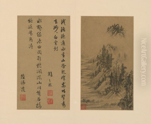 <<wen zheng ming shan shui ce>> Oil Painting by Wen Zhengming