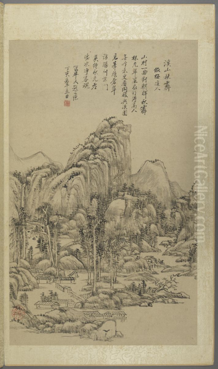 <<wang yuan qi fang gu shan shui ce>> Oil Painting by Wang Yuanqi