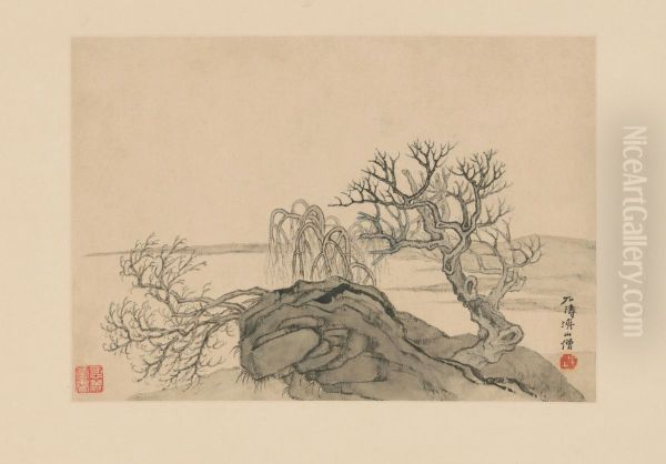 <<yuan ji shan shui ce>> Oil Painting by Shitao Daoji