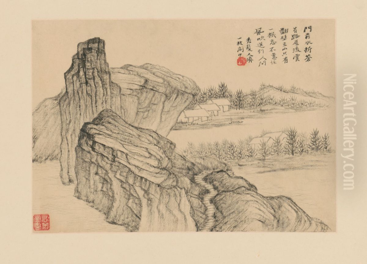 <<yuan ji shan shui ce>> Oil Painting by Shitao Daoji