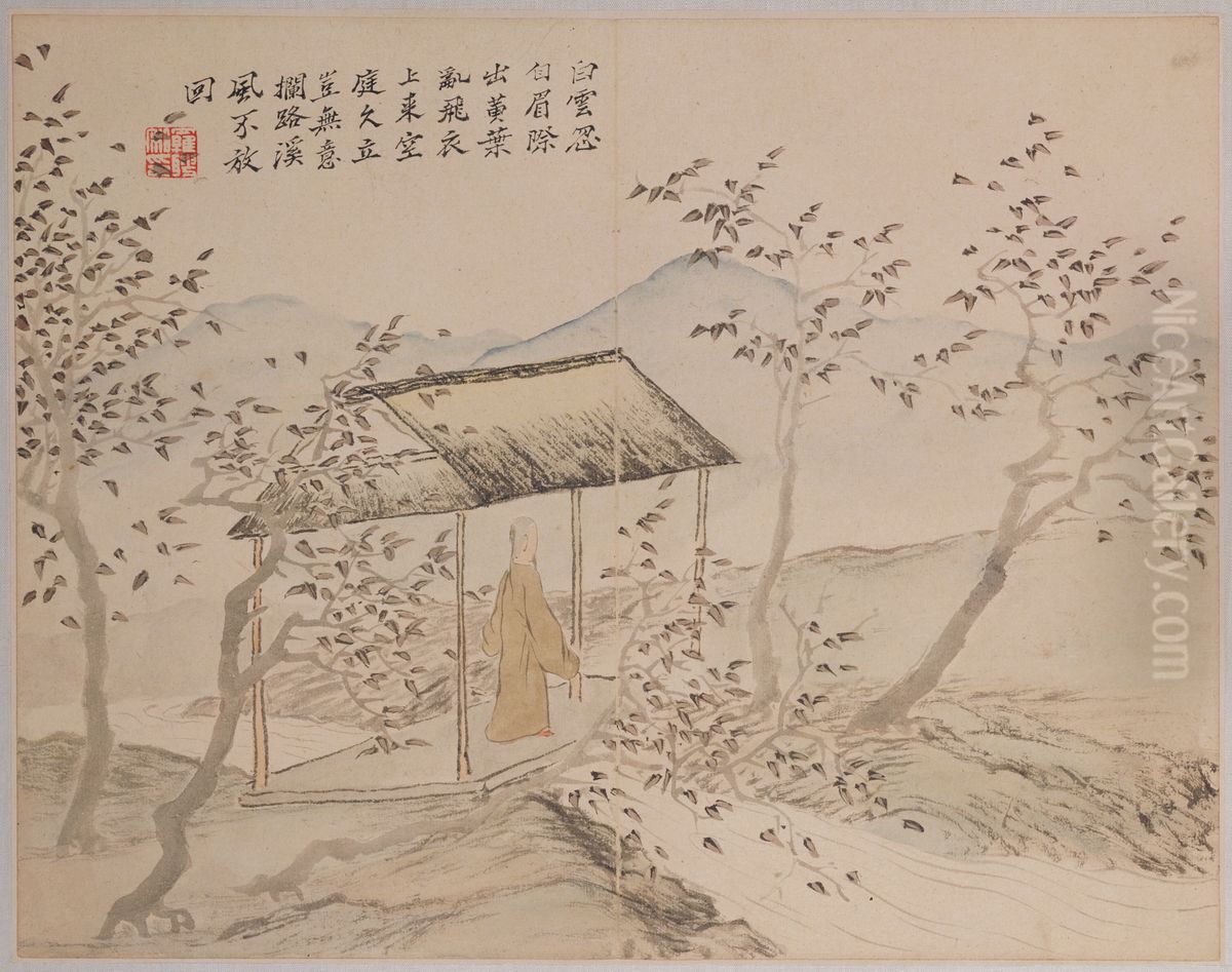<<luo pin ren wu shan shui ce>> Oil Painting by Luo Ping
