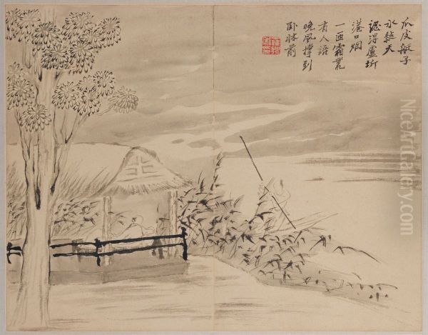 <<luo pin ren wu shan shui ce>> Oil Painting by Luo Ping