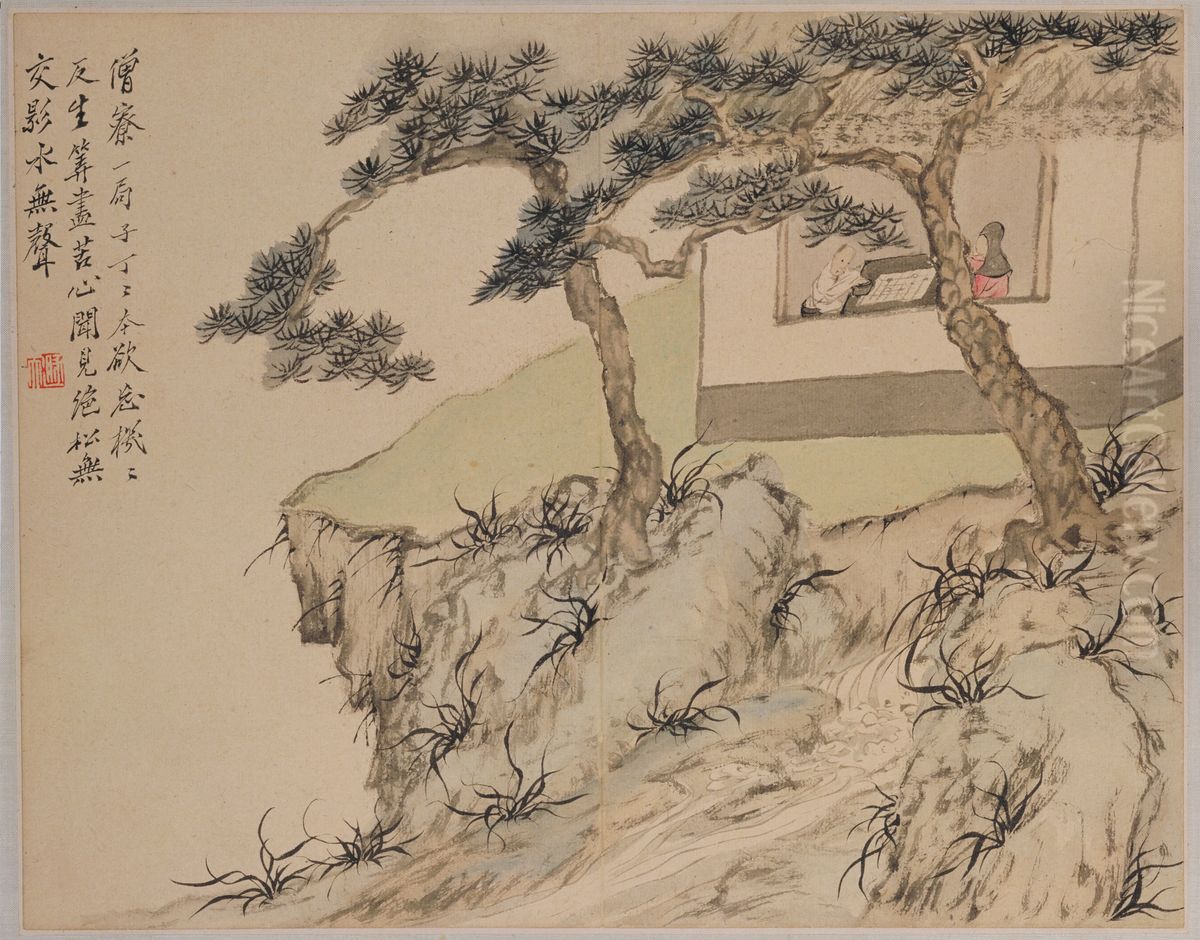 <<luo pin ren wu shan shui ce>> Oil Painting by Luo Ping