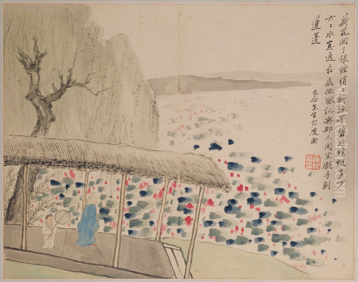 <<luo pin ren wu shan shui ce>> Oil Painting by Luo Ping