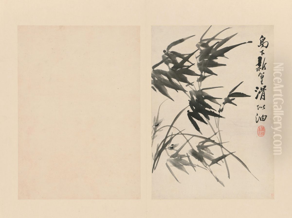 <<yuan ji lan zhu ce-zhu lan>> Oil Painting by Shitao Daoji