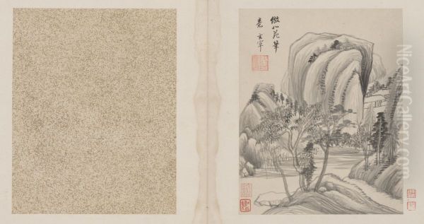 <<dong qi chang shan shui ce>> Oil Painting by Dong Qichang
