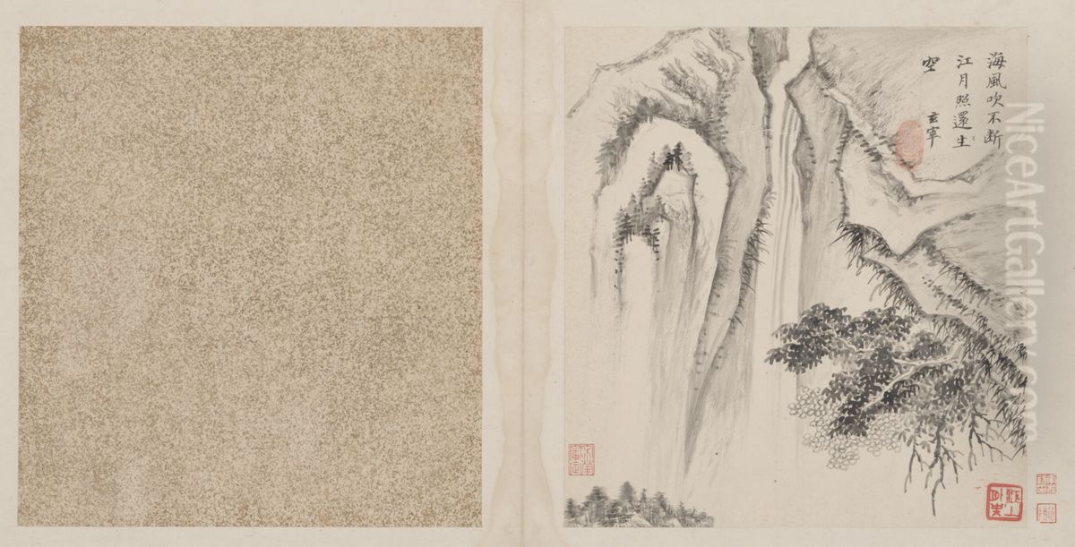 <<dong qi chang shan shui ce>> Oil Painting by Dong Qichang