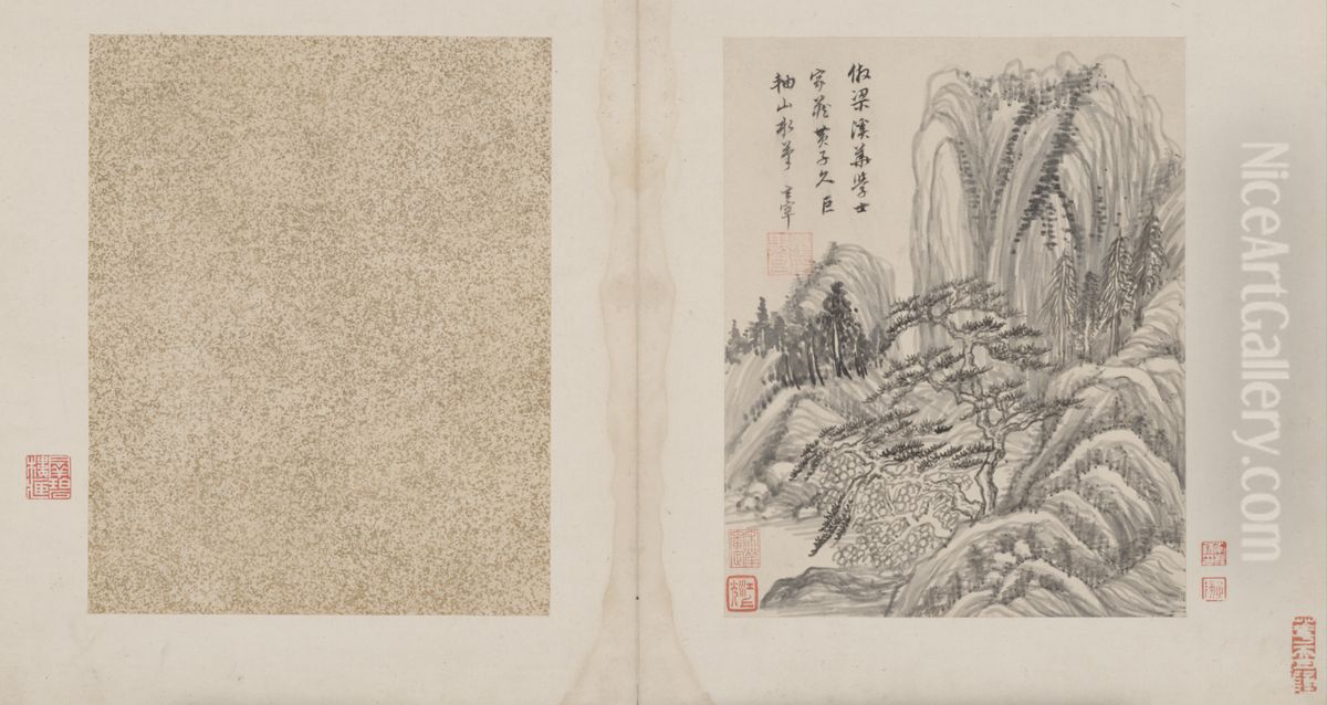 <<dong qi chang shan shui ce>> Oil Painting by Dong Qichang