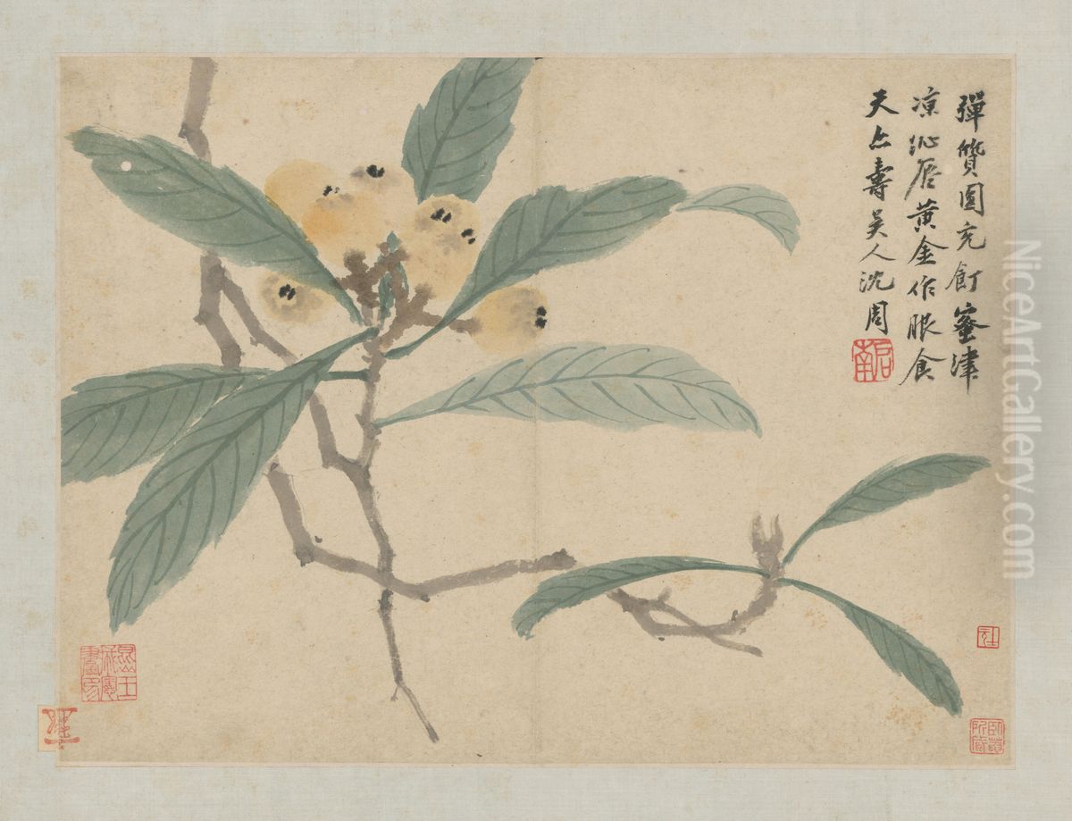 <<chen zhou wo you tu ce-pi pa>> Oil Painting by Shen Zhou