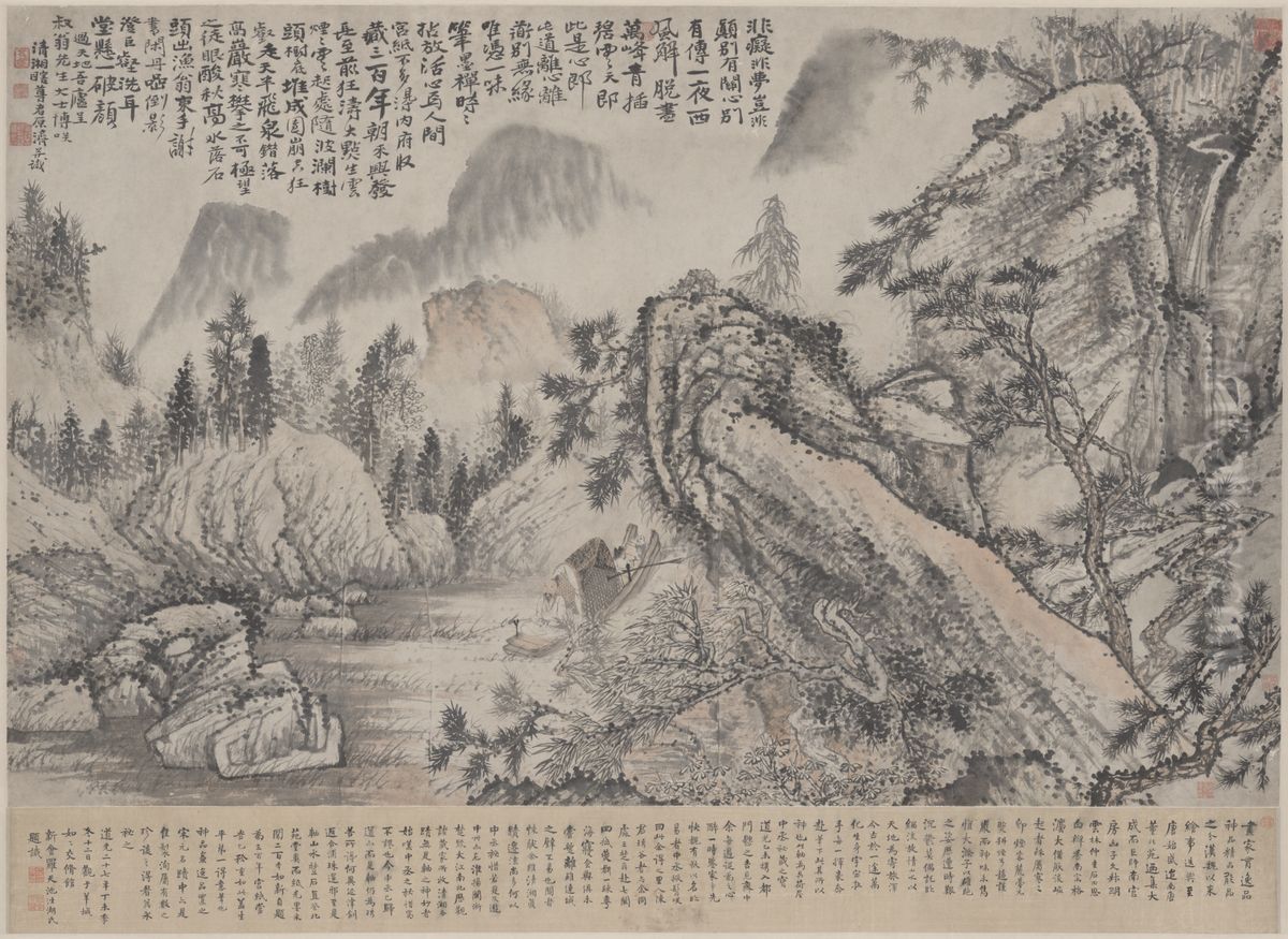 <<yuan ji shan shui heng zhou>> Oil Painting by Shitao Daoji